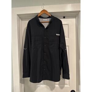 Columbia PFG Men's Long Sleeve Button Up Vented Fishing Omni Shade Black 2XL